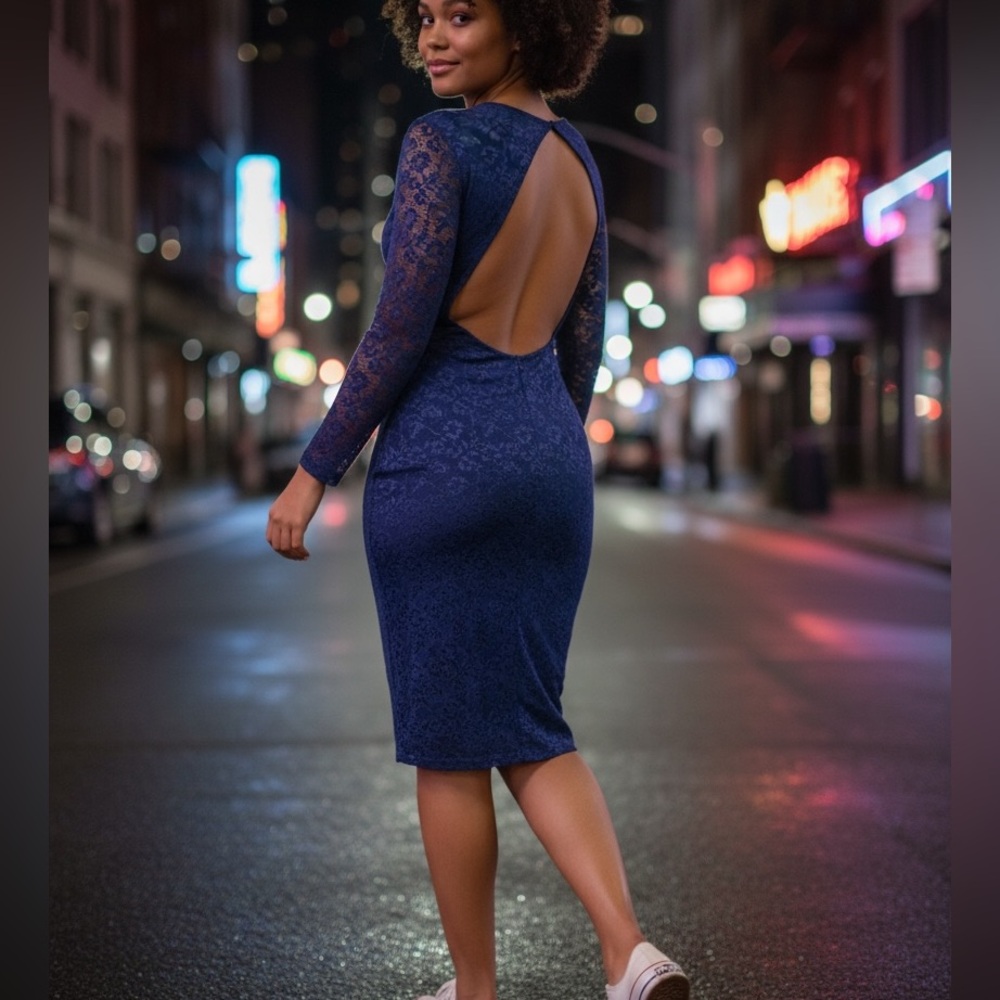 VS Elegant Navy Lace Dress